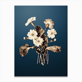 Gold Botanical Grandiflora on Dusk Blue Canvas Print