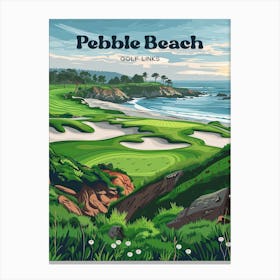 Pebble Beach Golf Course Travel Illustration Canvas Print