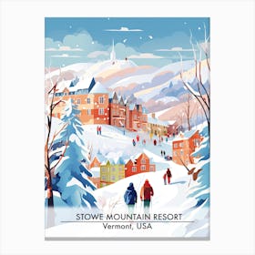 Stowe Mountain Resort   Vermont Usa, Ski Resort Poster Illustration 3 Canvas Print