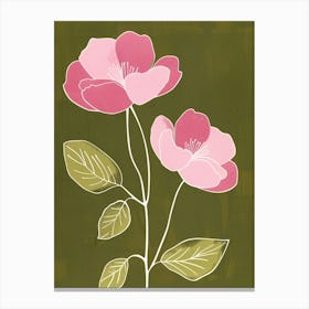 Pink & Green Rose 1 Canvas Print