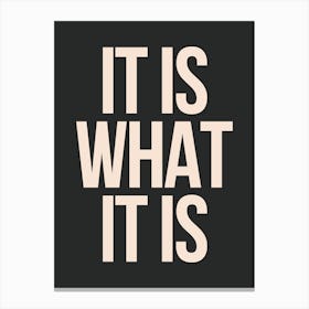 It Is What It Is - Black And Cream Canvas Print