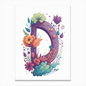 Colorful Letter D Illustration 45 Canvas Print