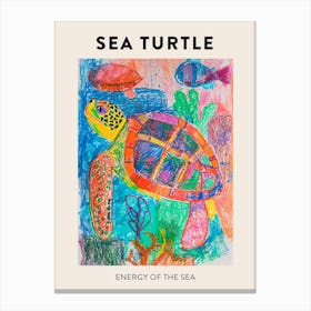 Sea Turtle Colourful Abstract Poster Canvas Print