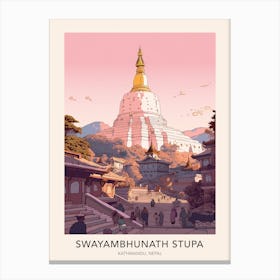 Swayambhunath Stupa Kathmandu Nepal Travel Poster Canvas Print