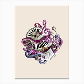 Music Notes pink Canvas Print
