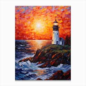 Lighthouse At Sunset 2 Canvas Print