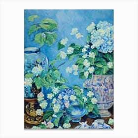 Hydrangea Floral Print Bright Painting Flower Canvas Print