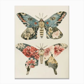 Moths And Butterflies William Morris Style 4 Canvas Print