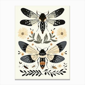 Colourful Insect Illustration Fly 4 Canvas Print