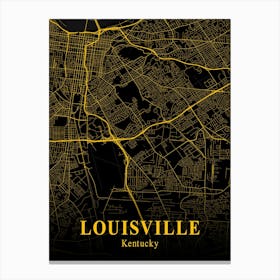 Louisville Gold City Map 1 Canvas Print