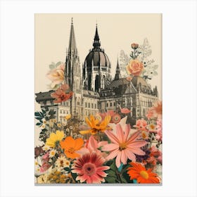 Vienna   Floral Retro Collage Style 4 Canvas Print