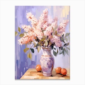 Lilac Flower And Peaches Still Life Painting 3 Dreamy Canvas Print