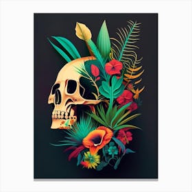 Skull With Pop Art Influences 3 Botanical Canvas Print