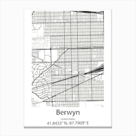 Berwyn,United States Minimalist Map 1 Canvas Print