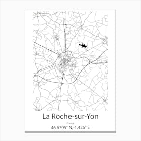 La Roche Sur Yon,France Minimalist Map Canvas Print