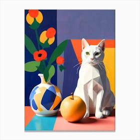 Cat And Orange Canvas Print