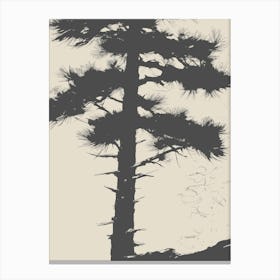 Minimalist Pine Tree in Gray Canvas Print
