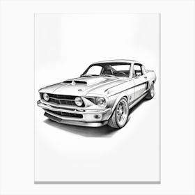 Ford Mustang Line Drawing 4 Canvas Print