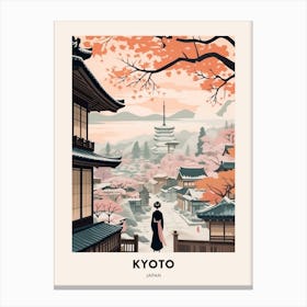 Vintage Winter Travel Poster Kyoto Japan 3 Canvas Print
