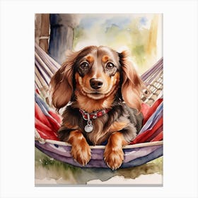 Dachshund In Hammock 2 Canvas Print