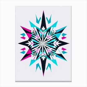 Symmetry, Snowflakes, Minimal Line Drawing 3 Canvas Print