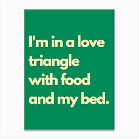 Love Triangle Green Yellow Kitchen Typography Canvas Print