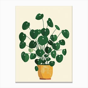 Pilea Plant Minimalist Illustration 8 Canvas Print