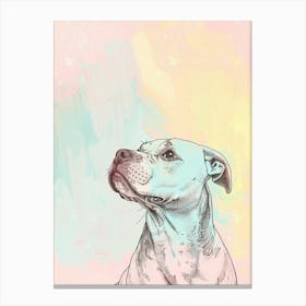 American Staffordshire Terrier Dog Pastel Watercolour Line Illustration Canvas Print