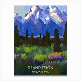 Grand Teton National Park Travel Poster Matisse Style 7 Canvas Print