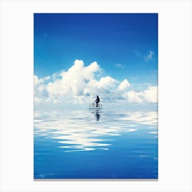 Person Riding A Bike In The Water Canvas Print