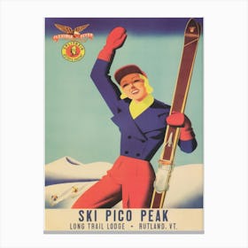 Ski Pico Peak Vermont Vintage Ski Poster Canvas Print