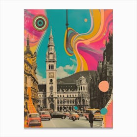 Vienna   Retro Collage Style 2 Canvas Print