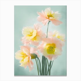 Bunch Of Daffodils Flowers Acrylic Painting In Pastel Colours 3 Canvas Print