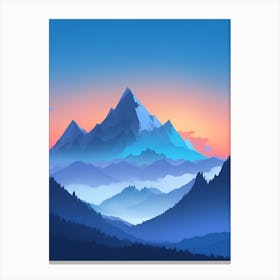 Misty Mountains Vertical Composition In Blue Tone 201 Canvas Print