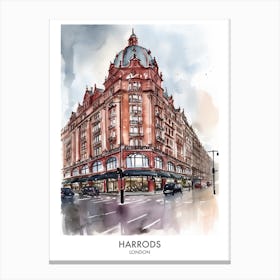 Harrods 1 Watercolour Travel Poster Canvas Print