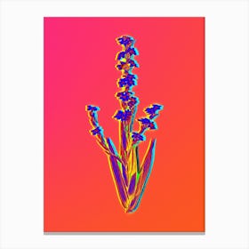 Neon Pale Yellow Eyed Grass Botanical in Hot Pink and Electric Blue n.0541 Canvas Print