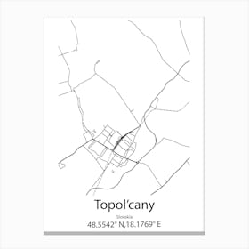 Topol Cany,Slovakia Minimalist Map Canvas Print