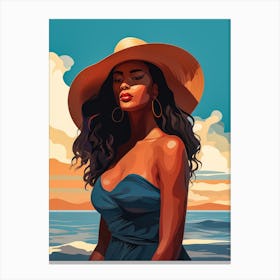 Illustration of an African American woman at the beach 101 Canvas Print