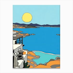 Minimal Design Style Of Mykonos, Greece 2 Canvas Print