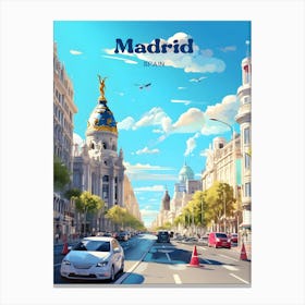 Madrid Spain Summer Travel Art Canvas Print