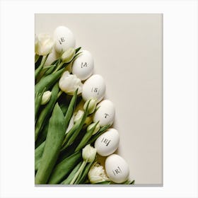 Easter Eggs And Tulips 1 Canvas Print