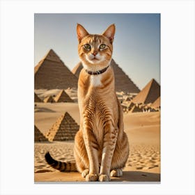 Purrfectly Posed: A Cat's Sightseeing Journey Cat In Egypt Canvas Print