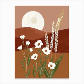 Landscape With Wheat And Flowers Canvas Print