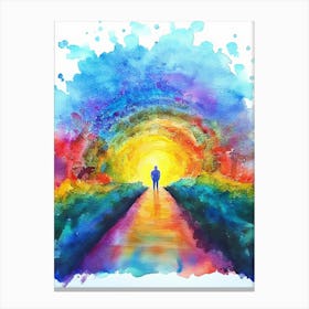 Abstract Mind Spiritual Rainbow Path Journey Watercolor Canvas Print