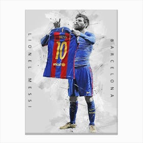 Lionel Messi Fc Barcelona Drawing Canvas Print