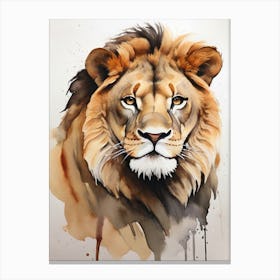 Lion Watercolor Painting 4 Canvas Print