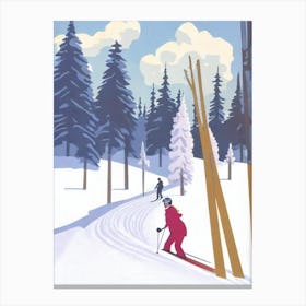 Les Arcs, France Glamour Ski Skiing Poster Canvas Print
