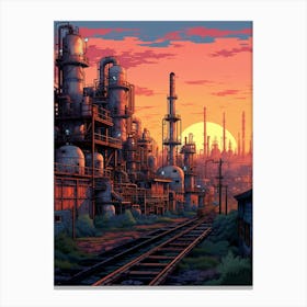 Industrial Landscape Pixel Art 3 Canvas Print