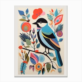 Colourful Scandi Bird Carolina Chickadee 1 Canvas Print