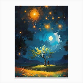 Night Sky With Fireflies Canvas Print